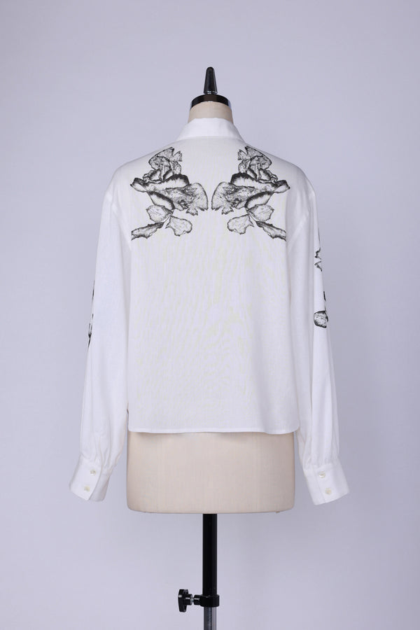【RURI W. / ルリ】ROSE COTTON LINEN SHIRT / White