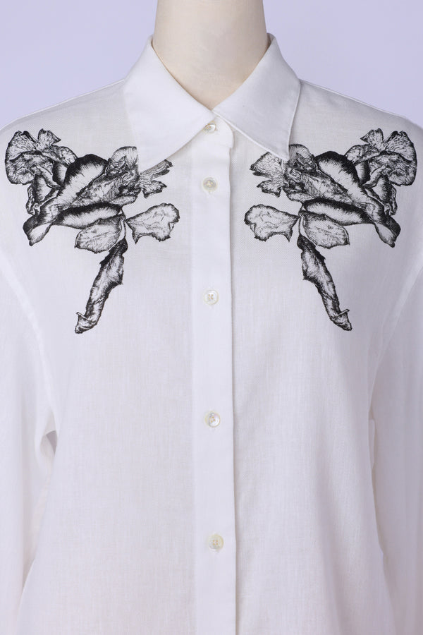 【RURI W. / ルリ】ROSE COTTON LINEN SHIRT / White
