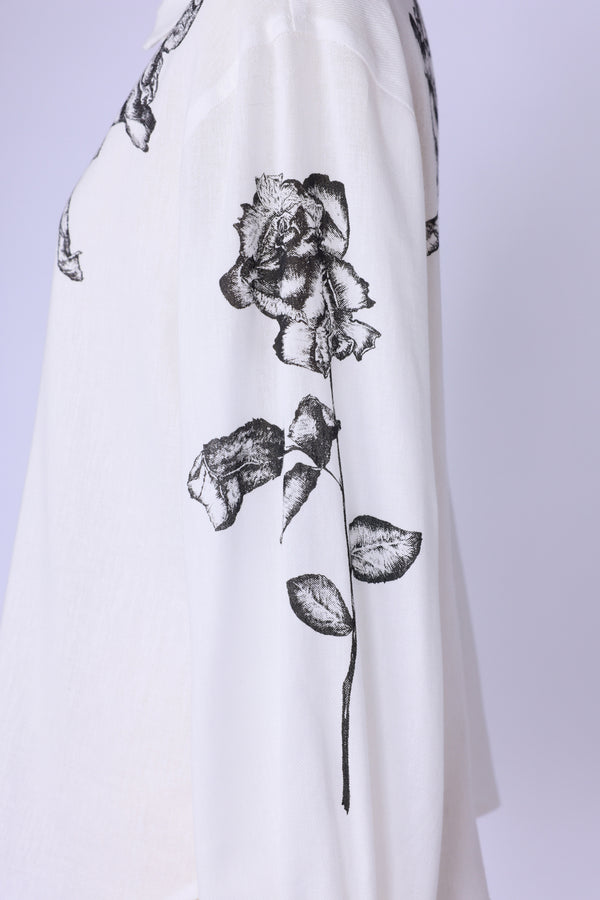 【RURI W. / ルリ】ROSE COTTON LINEN SHIRT / White