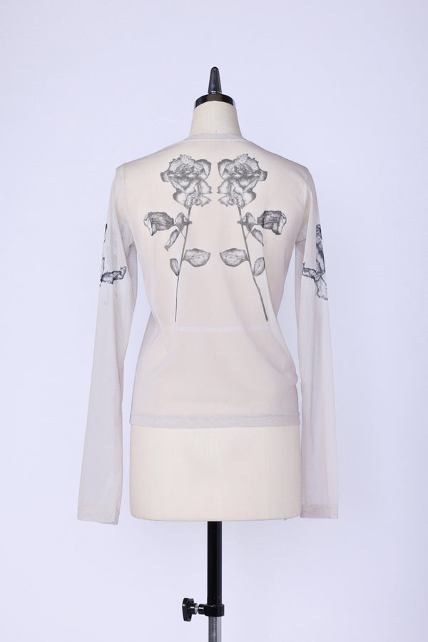 【RURI W. / ルリ】ROSE POWER NET L/S TEE  / Ivory