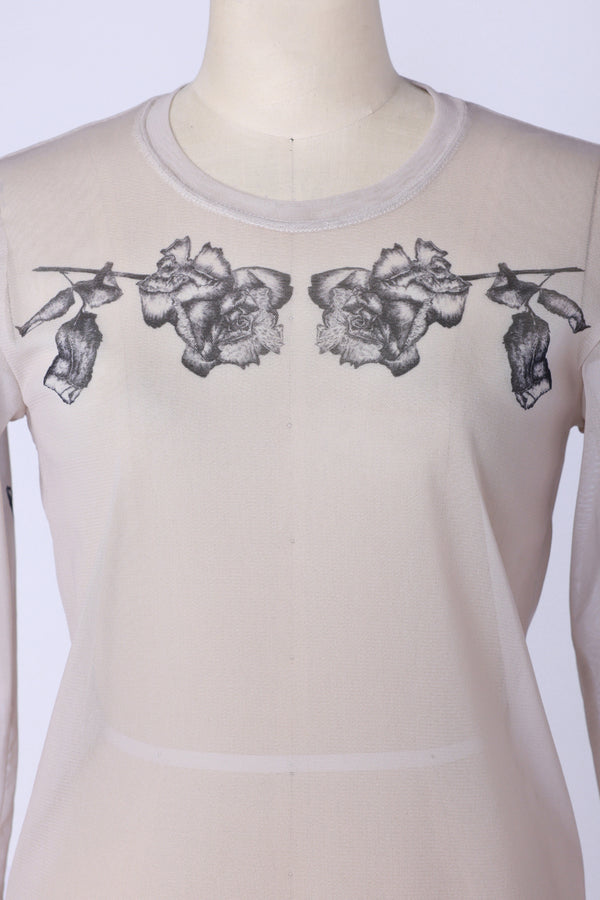 【RURI W. / ルリ】ROSE POWER NET L/S TEE  / Ivory