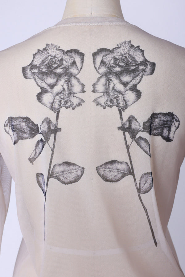 【RURI W. / ルリ】ROSE POWER NET L/S TEE  / Ivory