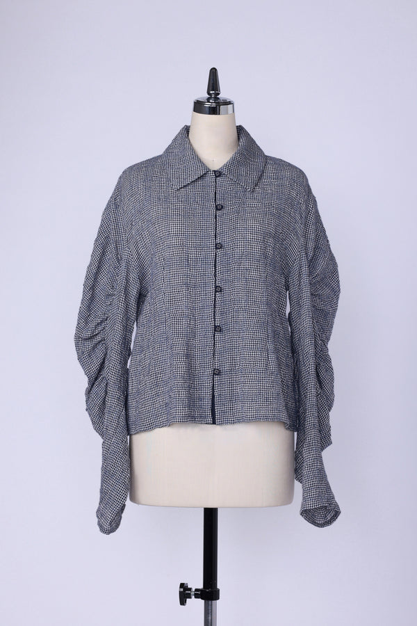 【RURI W. / ルリ】W/C WASHER GATHERED BLOUSE / Navy