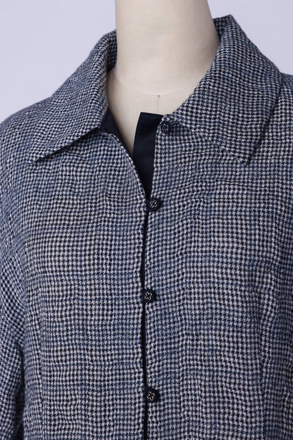 【RURI W. / ルリ】W/C WASHER GATHERED BLOUSE / Navy
