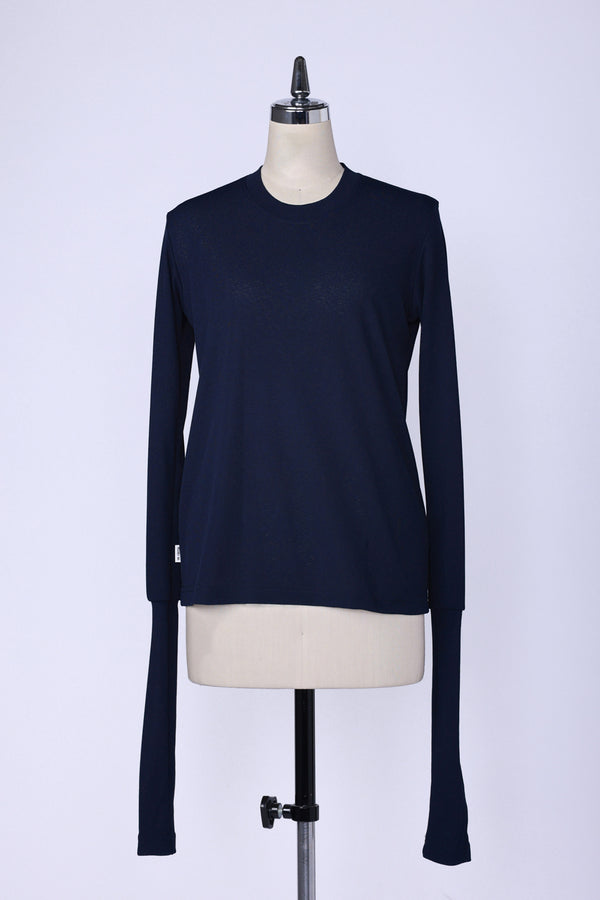 【RURI W. / ルリ】PIQUE EXTENDED L/S TEE / Navy