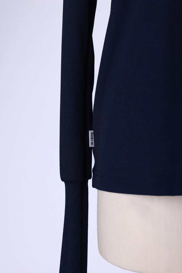 【RURI W. / ルリ】PIQUE EXTENDED L/S TEE / Navy