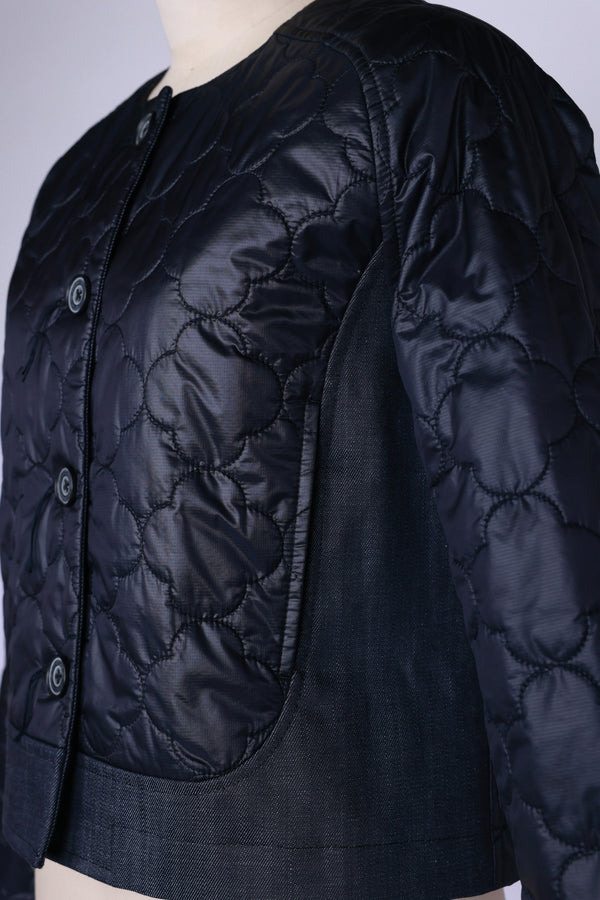 【RURI W. / ルリ】NYLON QUILTED DENIM JACKET / Black × Navy