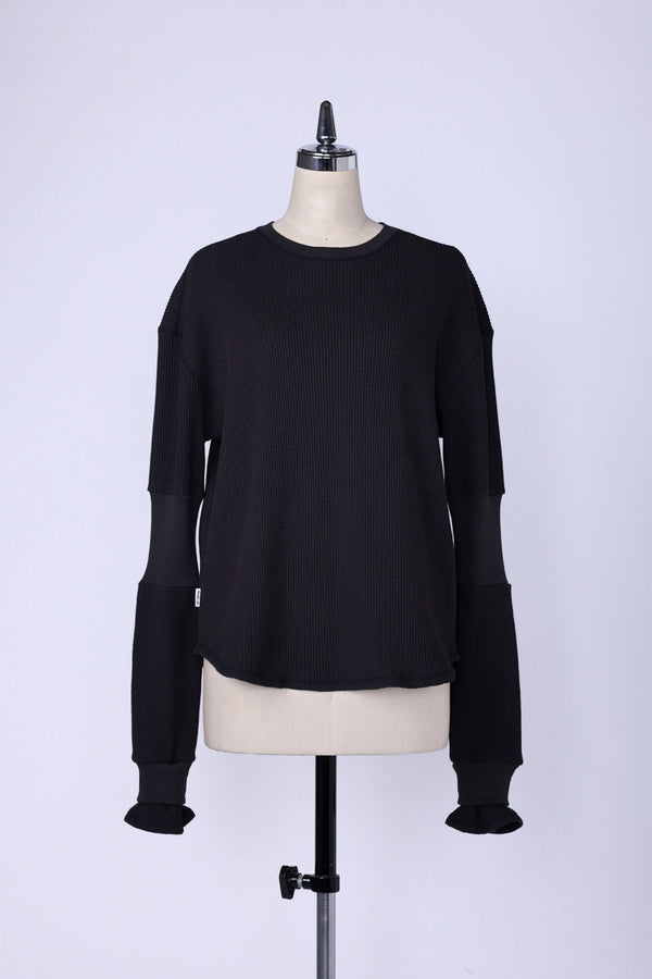 【RURI W. / ルリ】S.P.WAFFLE PULLOVER / Black