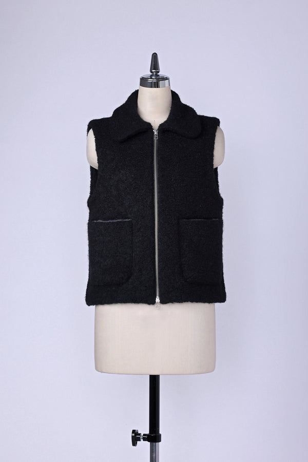 【RURI W. / ルリ】BOA DOUBLE ZIP VEST / Black