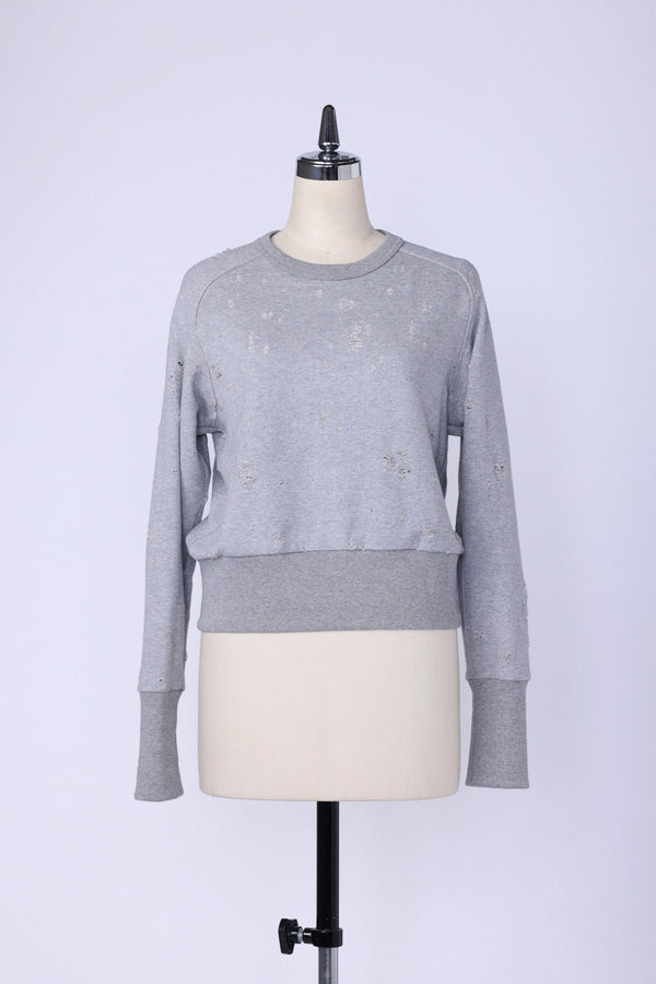 【RURI W. / ルリ】DAMAGED LOOPBACK CROPPED SWEATSHIRT / Gray