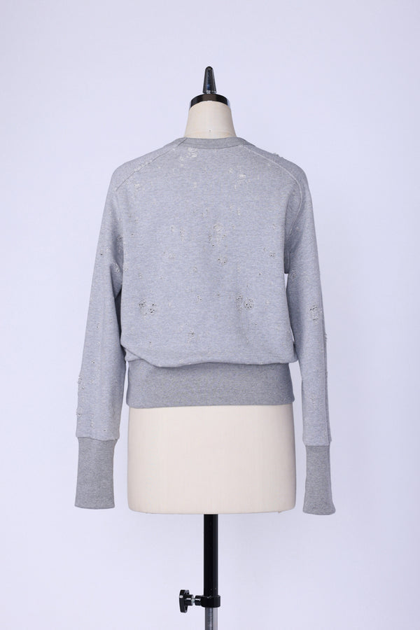【RURI W. / ルリ】DAMAGED LOOPBACK CROPPED SWEATSHIRT / Gray