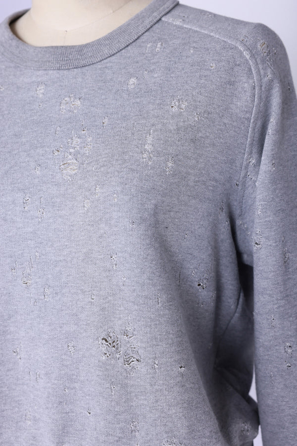 【RURI W. / ルリ】DAMAGED LOOPBACK CROPPED SWEATSHIRT / Gray