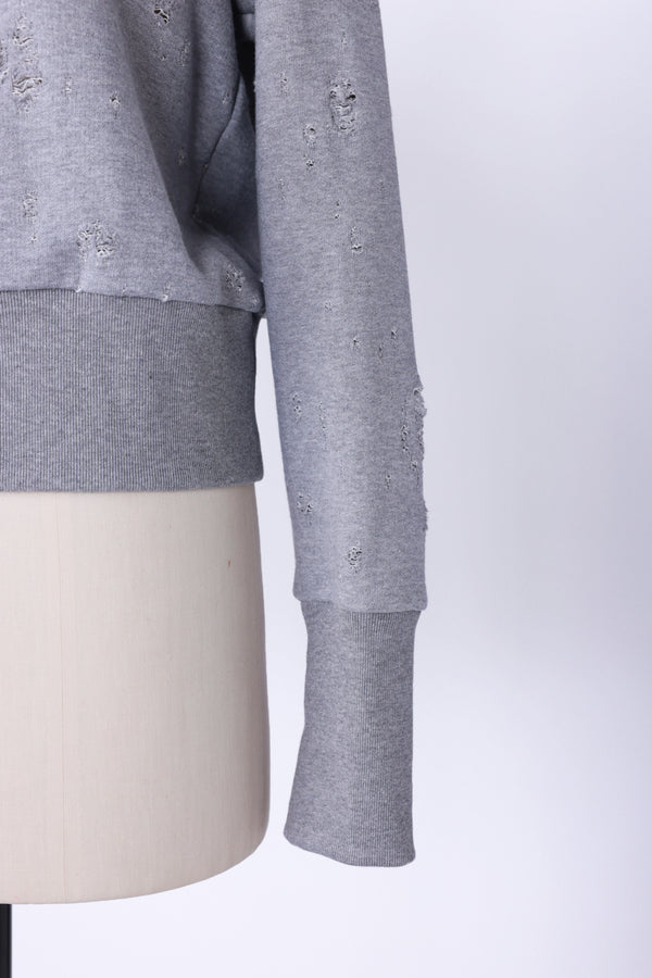 【RURI W. / ルリ】DAMAGED LOOPBACK CROPPED SWEATSHIRT / Gray