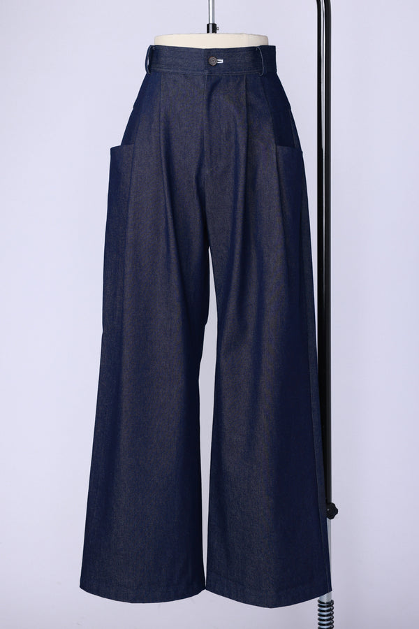 【RURI W. / ルリ】TUCKED POCKET TROUSERS / Navy Denim
