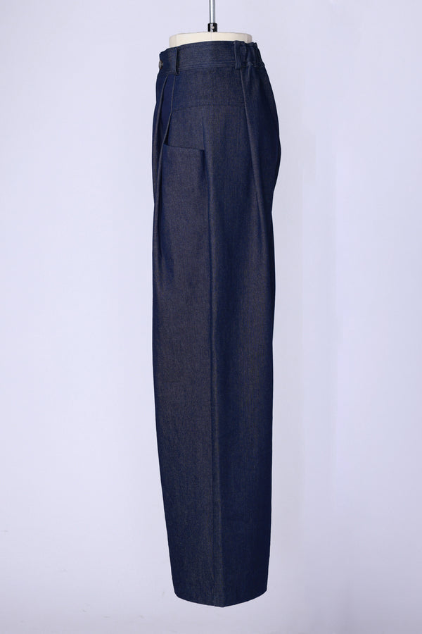 【RURI W. / ルリ】TUCKED POCKET TROUSERS / Navy Denim