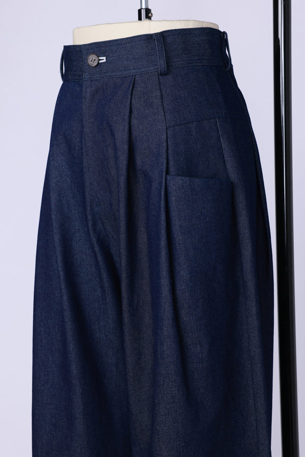 【RURI W. / ルリ】TUCKED POCKET TROUSERS / Navy Denim