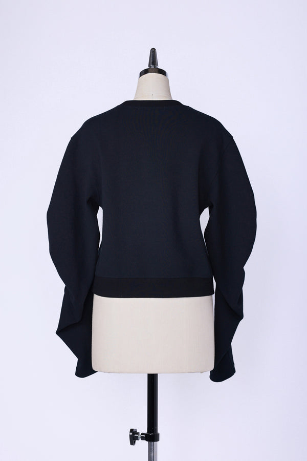 【RURI W. / ルリ】PONTE GATHERED CROPPED SWEATSHIRT / Black