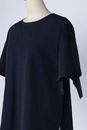 【RURI W. / ルリ】SPLIT CUFF BLOUSE / Navy