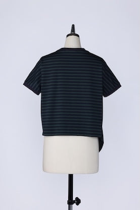 【RURI W. / ルリ】EMD. HORSE STRIPED TEE  / Green × Navy