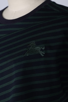 【RURI W. / ルリ】EMD. HORSE STRIPED TEE  / Green × Navy