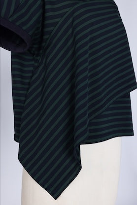 【RURI W. / ルリ】EMD. HORSE STRIPED TEE  / Green × Navy