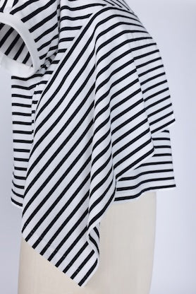 【RURI W. / ルリ】EMD. HORSE STRIPED TEE  / Off-White × Navy