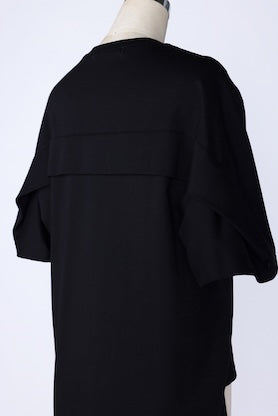 【RURI W. / ルリ】ACROSS-BACK TUCK TEE / Black