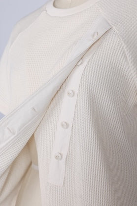 【RURI W. / ルリ】BUTTONED WAFFLE TEE / Ivory