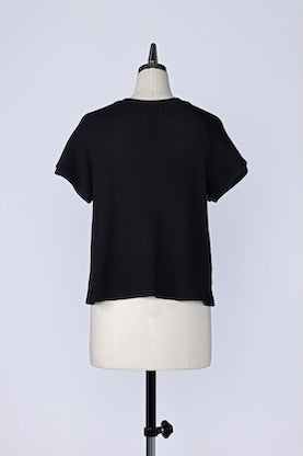【RURI W. / ルリ】BUTTONED WAFFLE TEE / Black