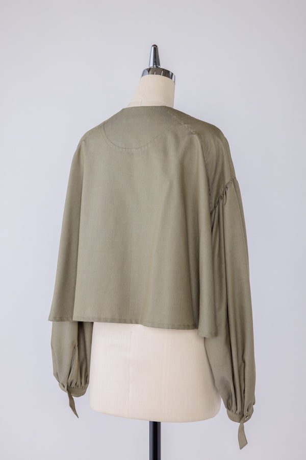 【RURI W. / ルリ】VOLUMINOUS SLEEVES BLOUSE / Khaki