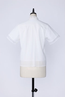【RURI W. / ルリ】DOUBLE-LAYER FRILL NECK SHIRT / Off-White