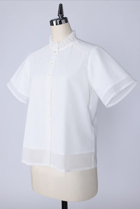 【RURI W. / ルリ】DOUBLE-LAYER FRILL NECK SHIRT / Off-White