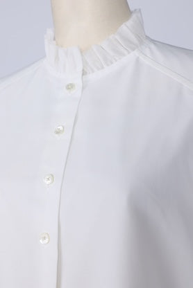 【RURI W. / ルリ】DOUBLE-LAYER FRILL NECK SHIRT / Off-White
