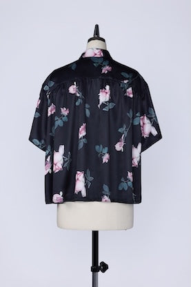 【RURI W. / ルリ】FLORAL COLLAGE PRINT SHIRT / Black