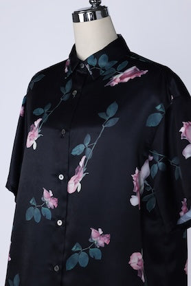 【RURI W. / ルリ】FLORAL COLLAGE PRINT SHIRT / Black