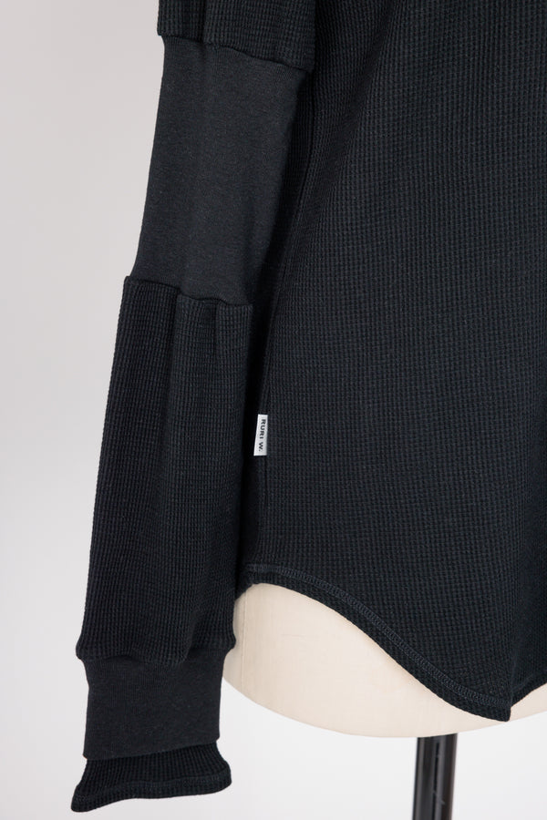 【RURI W. / ルリ】S.P.WAFFLE LONG-ARMED PULLOVER / Black