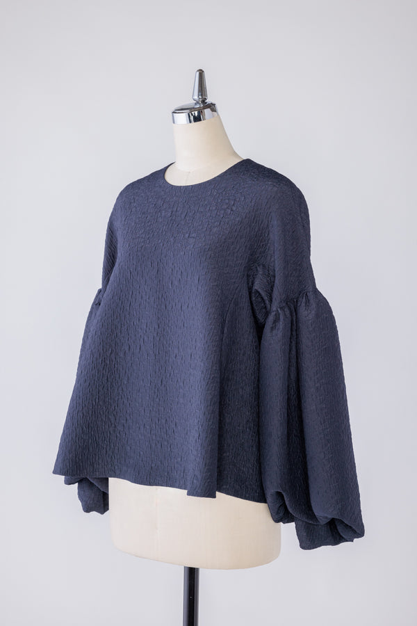 【RURI W. / ルリ】BALLOON SLEEVES BLOUSE / Navy