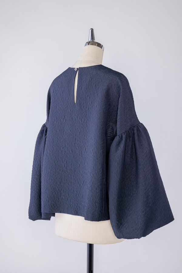 【RURI W. / ルリ】BALLOON SLEEVES BLOUSE / Navy