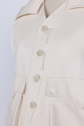 【RURI W. / ルリ】SPLIT-COLLAR CHINO VEST / Ivory