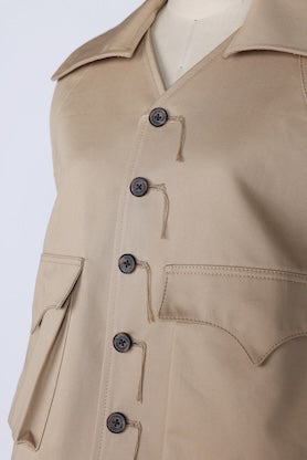 【RURI W. / ルリ】SPLIT-COLLAR CHINO VEST / Beige