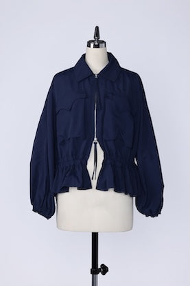 【RURI W. / ルリ】NYLON GATHERED JACKET / Navy