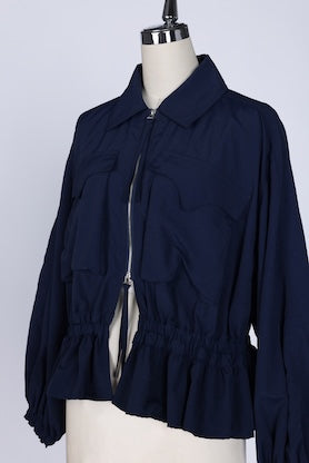 【RURI W. / ルリ】NYLON GATHERED JACKET / Navy