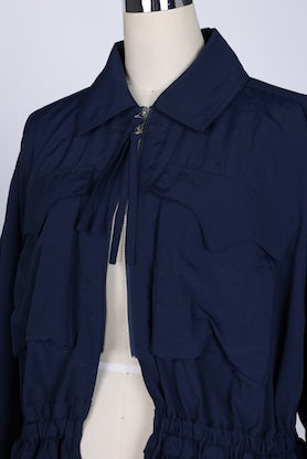 【RURI W. / ルリ】NYLON GATHERED JACKET / Navy