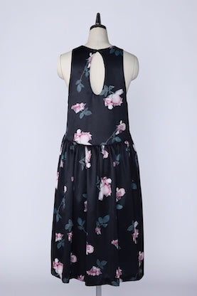 【RURI W. / ルリ】FLORAL COLLAGE PRINT DRESS / Black