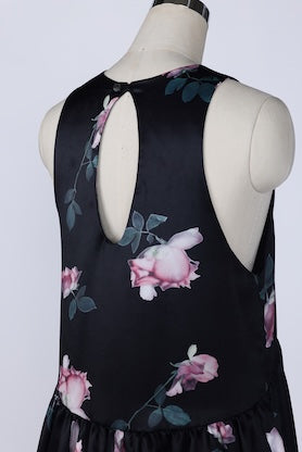 【RURI W. / ルリ】FLORAL COLLAGE PRINT DRESS / Black