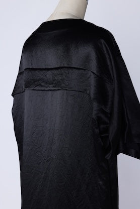 【RURI W. / ルリ】ACROSS-BACK TUCK SATIN DRESS / Black