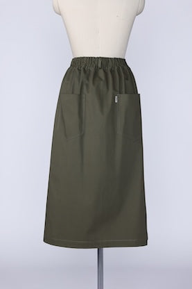 【RURI W. / ルリ】TUCKED POCKET HERRINGBONE SKIRT / Khaki