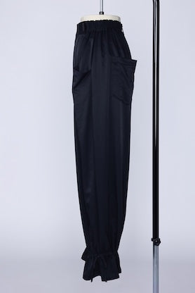【RURI W. / ルリ】TUCKED POCKET SATIN TROUSERS / Black