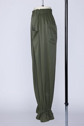 【RURI W. / ルリ】TUCKED POCKET SATIN TROUSERS / Khaki