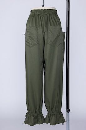 【RURI W. / ルリ】TUCKED POCKET SATIN TROUSERS / Khaki
